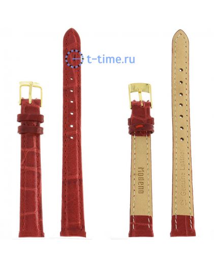 Ремешок для часов Modeno 12 мм красн croco с золотой застёжкой K016