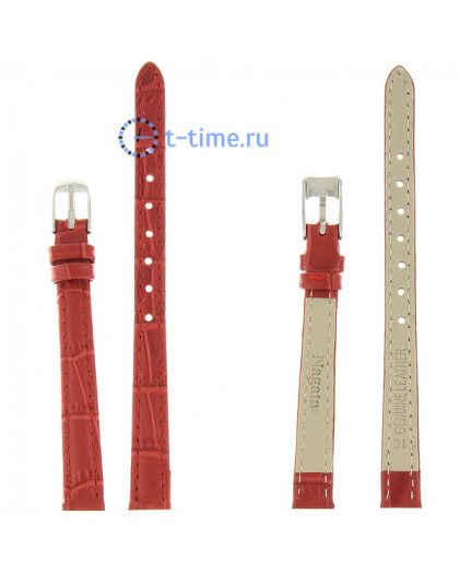 Ремешок для часов Nagata 10 мм красн croco с серебряной застежкой