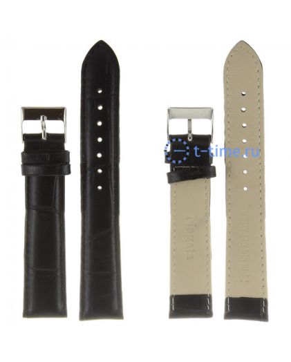 Ремешок для часов Nagata 20 мм т.кор croco с серебряной застёжкой