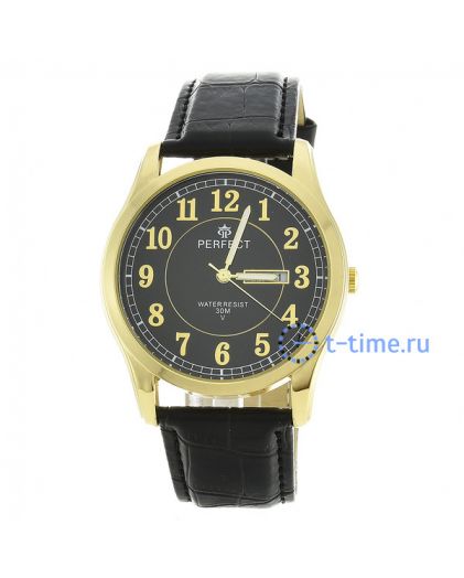 Часы PERFECT A4003B J корп - желт циф - чер рем чер