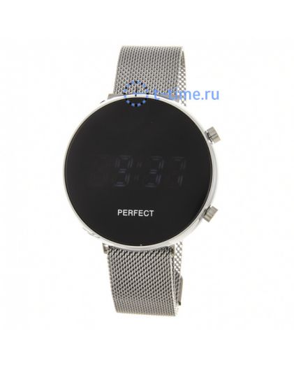 Часы PERFECT A8042 корп-хром циф-чер LED сетка