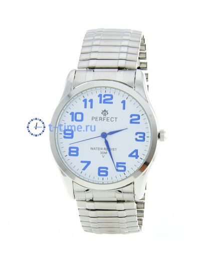 Часы PERFECT A4003P корп-хром, циф-бел с син резинка