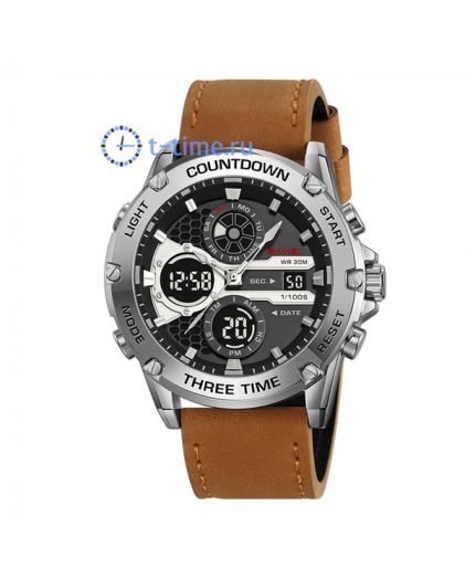 Skmei 2502LBKBN silver/black-leather