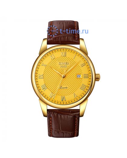 Skmei 9058LGDGDBN-B gold case brown band gold dail (men)