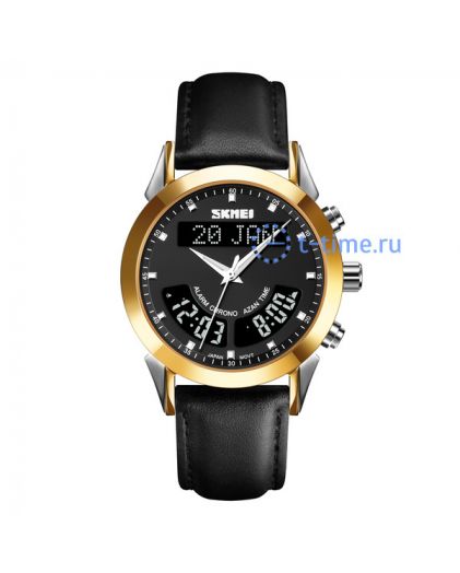 Skmei Q036LGDBK silver/gold/black-leather