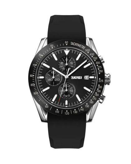 SKMEI 9253PSIBK silver/black-silicone strap