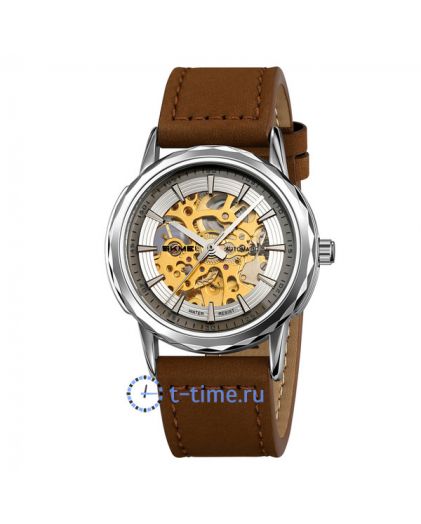 Skmei M035LSIDKBN silver/dark brown-leather
