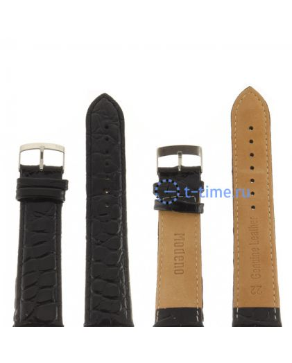 Ремешок Modeno 22 мм чер croco K011 с серебряной застежкой