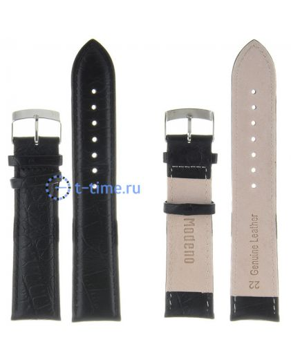 Ремешок Modeno 22 мм чер croco A022 с серебряной застежкой