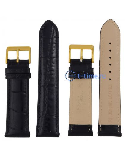 Ремешок Nagata 22 мм чер croco с золотой застёжкой