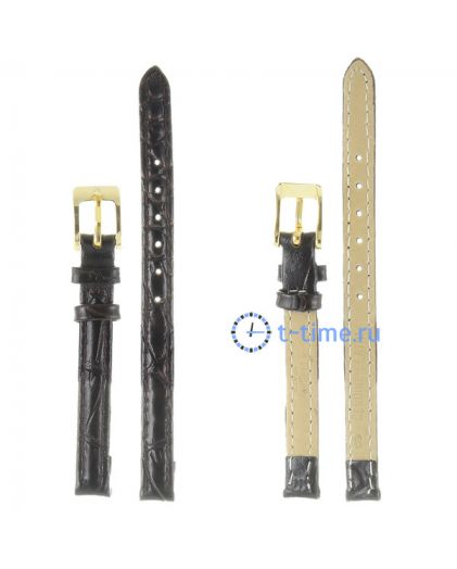 Ремешок для часов Nagata 08 мм т.кор croco с золотой застёжкой