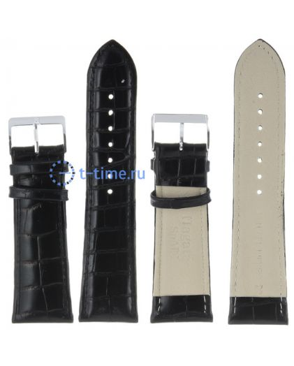 Ремешок Nagata 26 мм чер croco лак с серебряной застёжкой