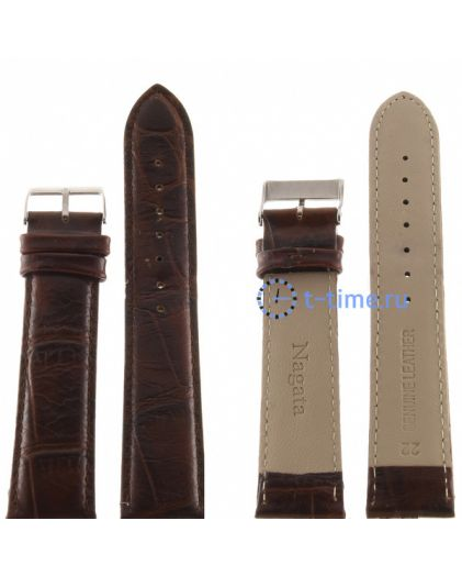 Ремешок Nagata 22 мм т.кор croco лак с серебряной застежкой