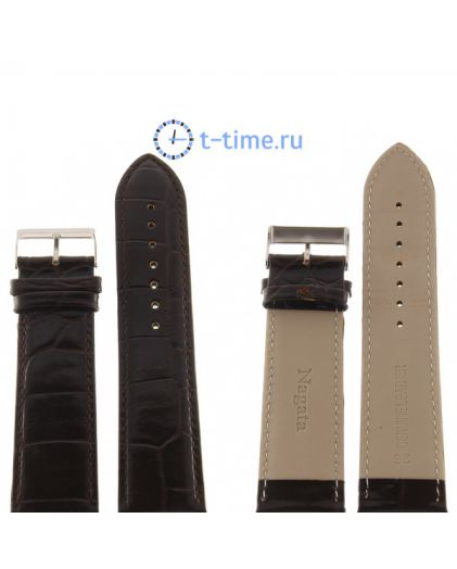 Ремешок Nagata 26 мм т.кор croco лак с серебряной застёжкой