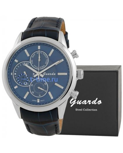 Часы GUARDO S09877 корп-хр, циф-син, рем. син.