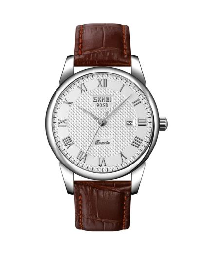 Skmei 9058LSIWTBN-B brown band white dail (men)