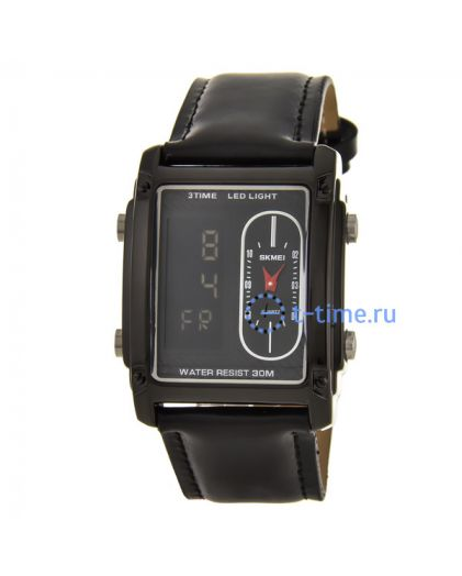 SKMEI 1868LBK black leather