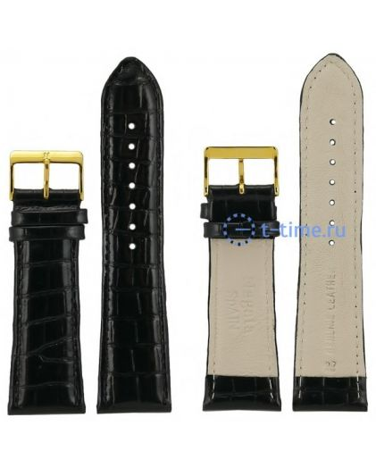 Ремешок Nagata 26 мм чер croco с золотой застёжкой
