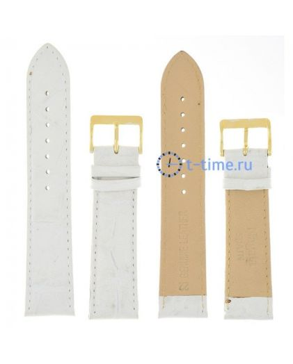 Ремешок Nagata 22 мм бел croco с золотой застёжкой