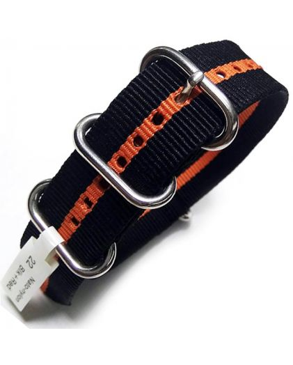 Ремешок для часов Zulu "Nato" 22 мм blk+red