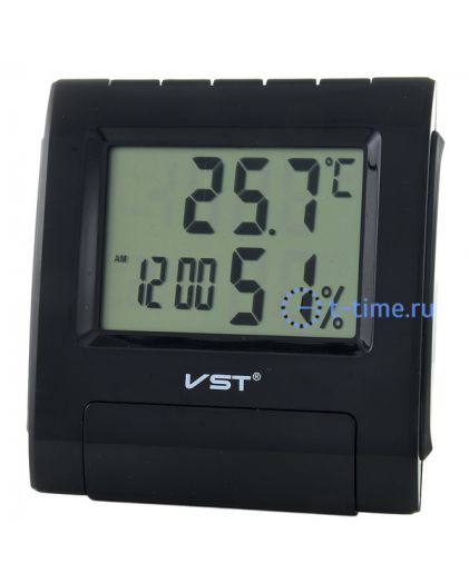 VST 7090S Черные часы эл.(темп., влажность)