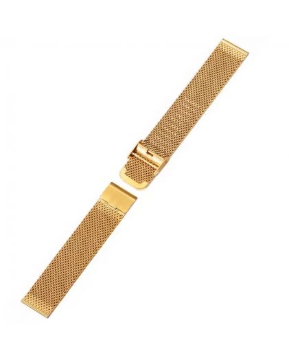 Браслет для часов 20 мм сетка средняя желтое золото