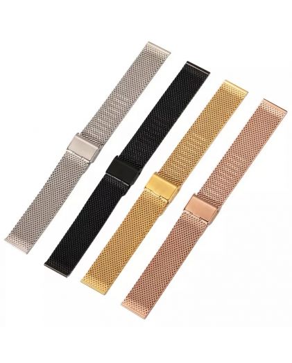 Браслет для часов 20 мм сетка средняя желтое золото