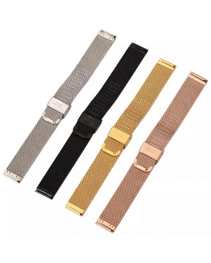 Браслет для часов 20 мм сетка средняя желтое золото