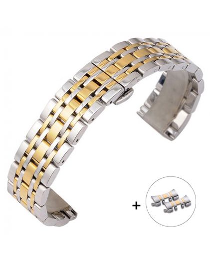 Браслет для часов TIOTIME B117V-170-12SG 12 мм литой бабочка серебристый желтое золото