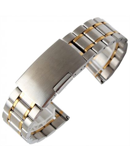Браслет TIOTIME B151-170-24SG 24 мм литой кнопка комби хром желтое золото