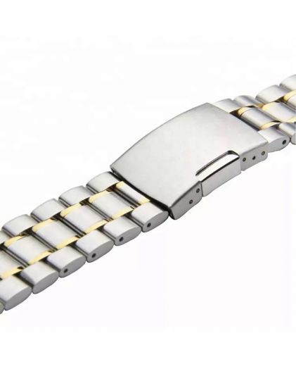 Браслет для часов TIOTIME B151-170-24SG 24 мм литой кнопка комби хром желтое золото