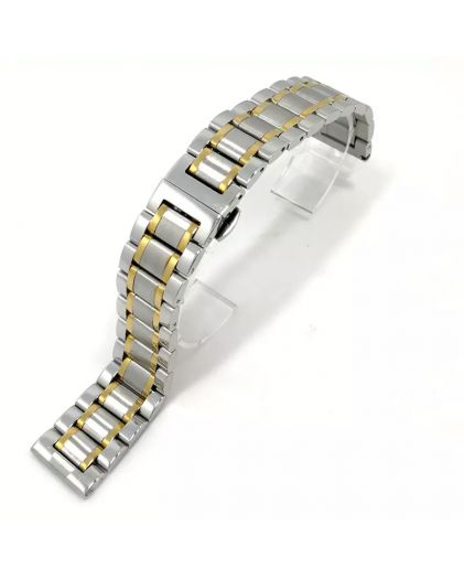 Браслет для часов TIOTIME B111V-180-18SG 18 мм литой бабочка комби хром желтое золото