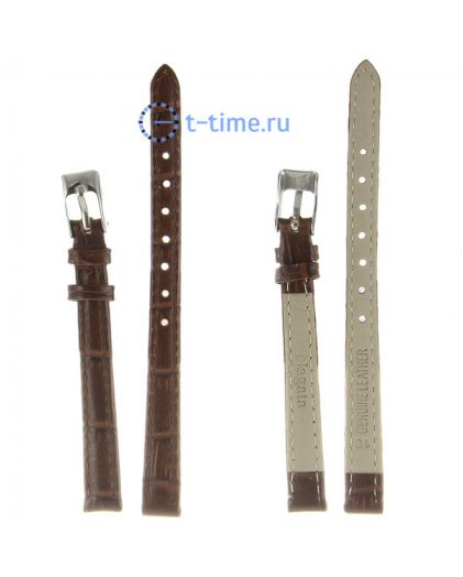 Ремешок для часов Nagata 10 мм т.кор croco с серебряной застёжкой