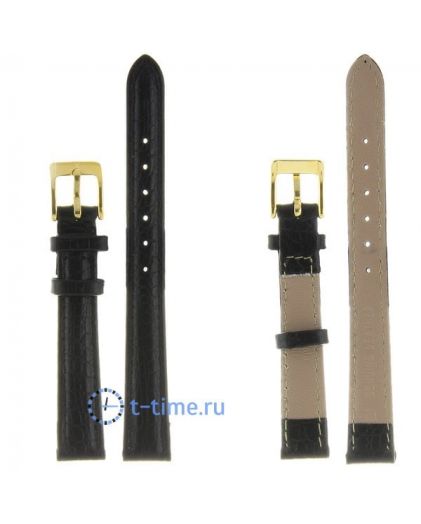 Ремешок Nagata 12 мм чер змея с золотой застёжкой