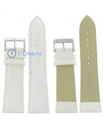 Ремешок для часов Nagata 24 мм бел croco с серебряной застёжкой