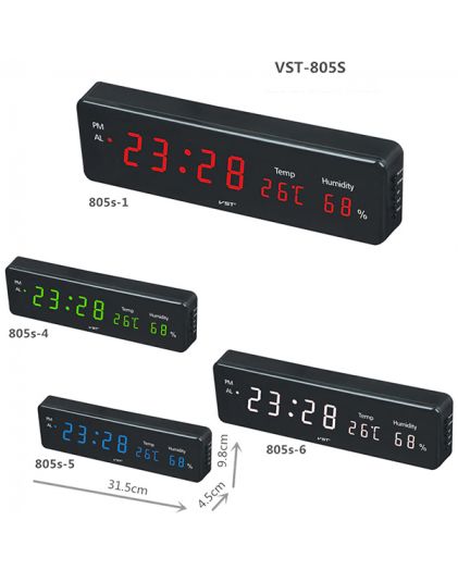 VST805S-4 часы зел.цифры (температура, влажность)-25/50