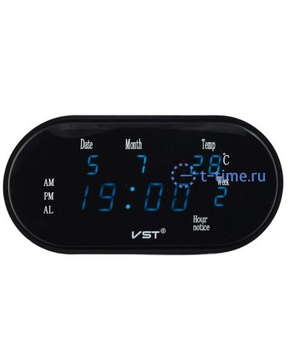 VST 801WX-5 часы 220В син.цифры (дата,температура)+блок-30
