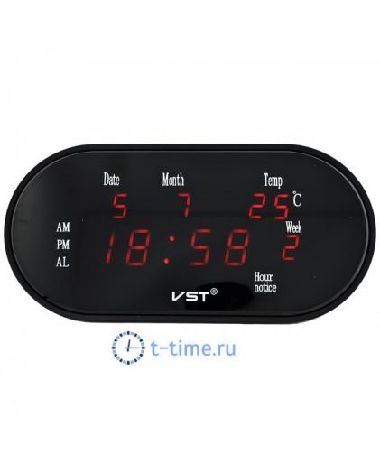 VST801WX-1 часы 220В красн.цифры (дата,температура)+блок-30
